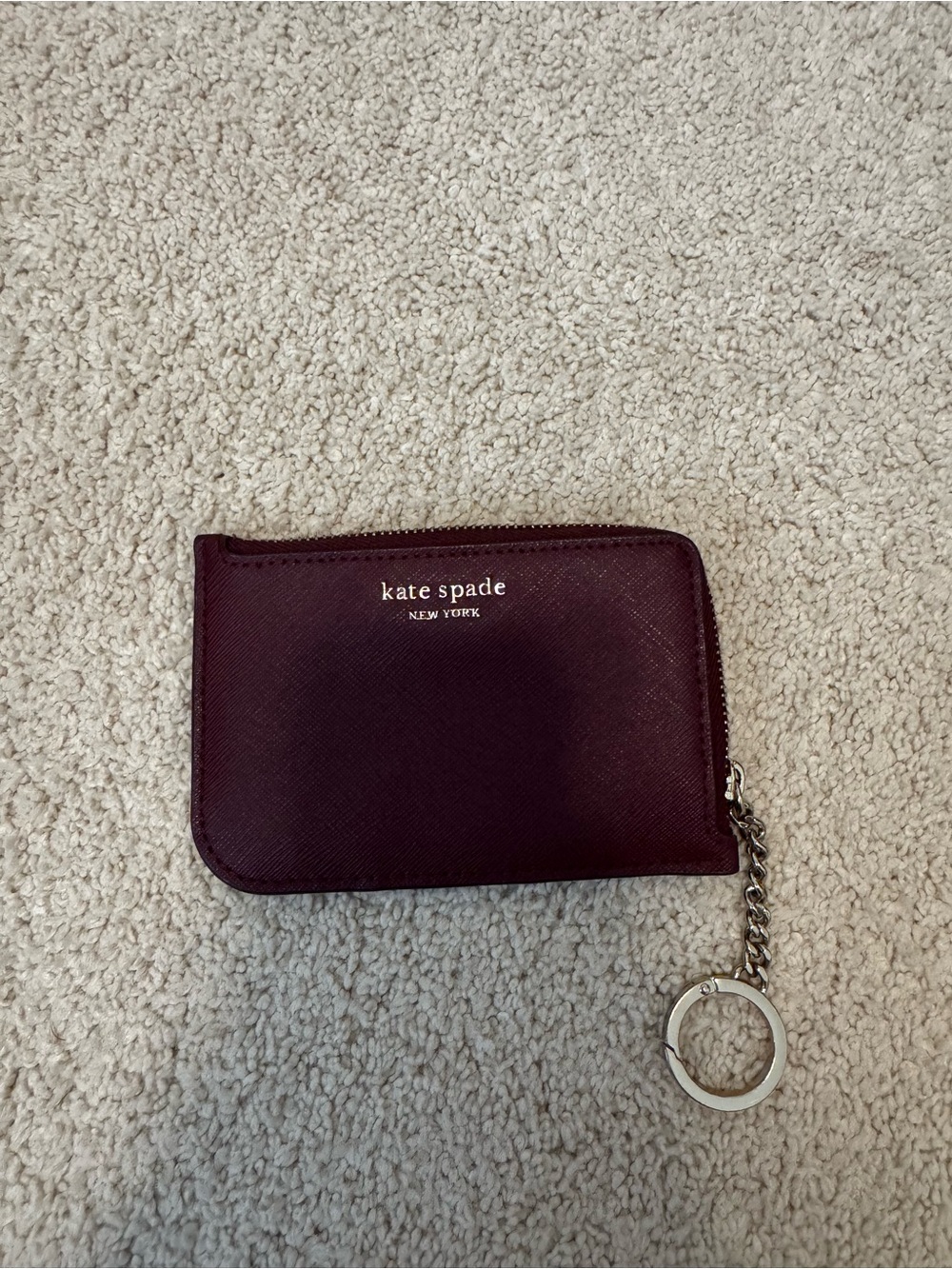 kate spade Plum Zip Key & Card Holder with Chain Ring